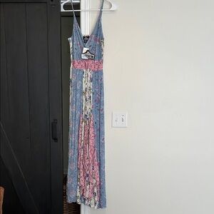 Angie Floral Maxi Dress with Pink and Blue
